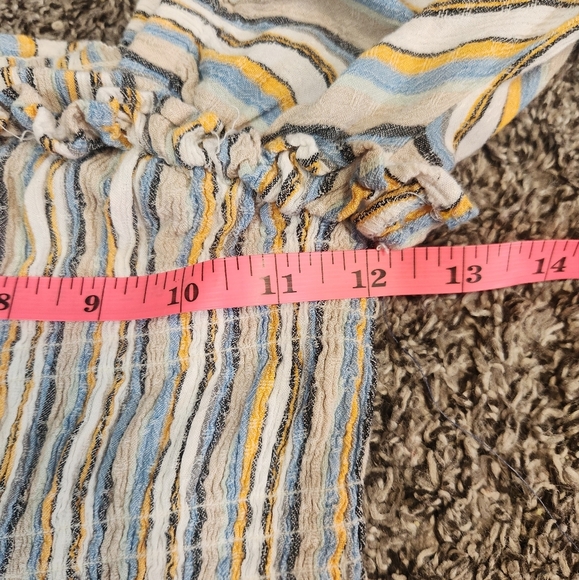 Angie Striped Smocked Peasant Boho Blouse Size Medium Milkmaid - Picture 12 of 15